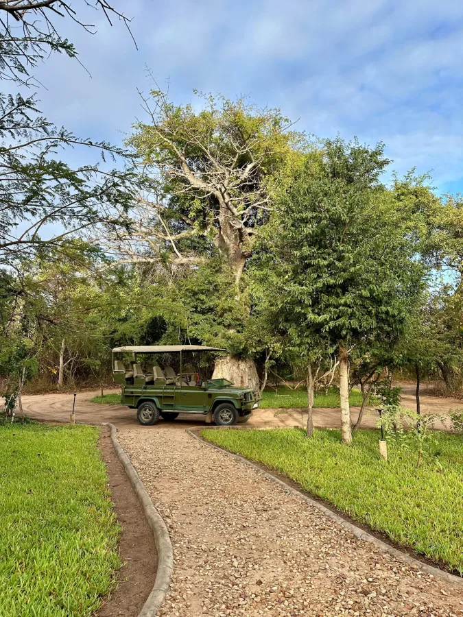 Exterior of Selous Safari Lodge in Nyerere National Park area