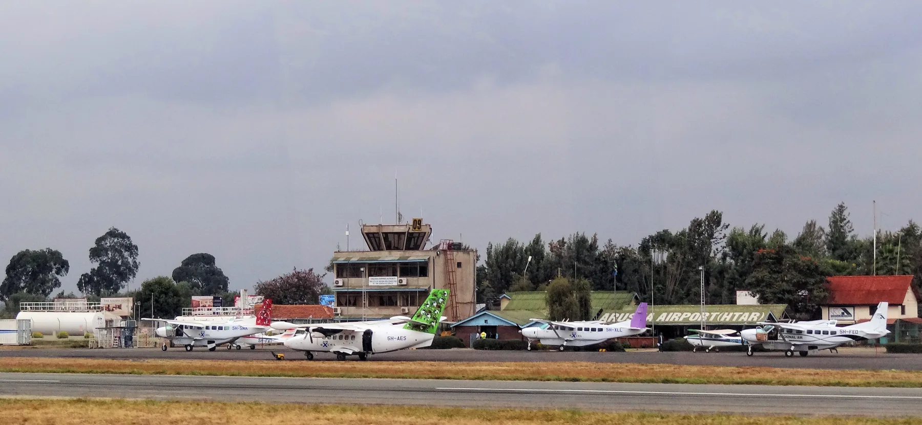 Arusha Airport terminal, apron and airstrip in Tanzania