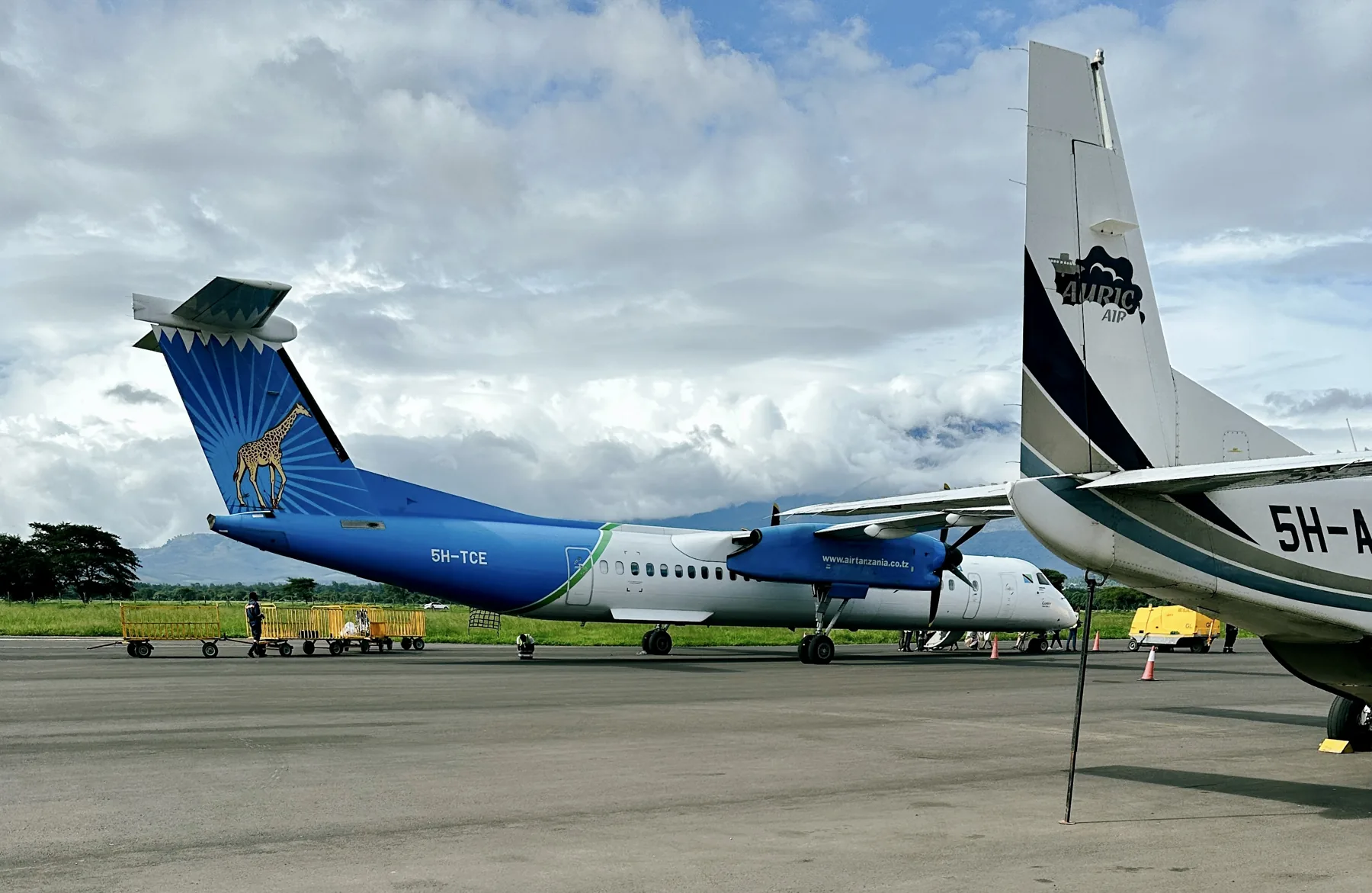 Aircraft on the apron at Arusha Airport in Tanzania