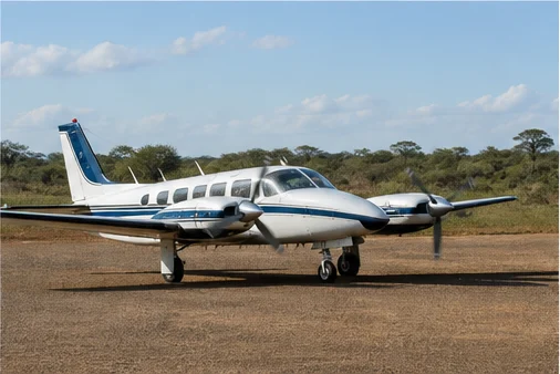 Light aircraft at an East African safari airstrip