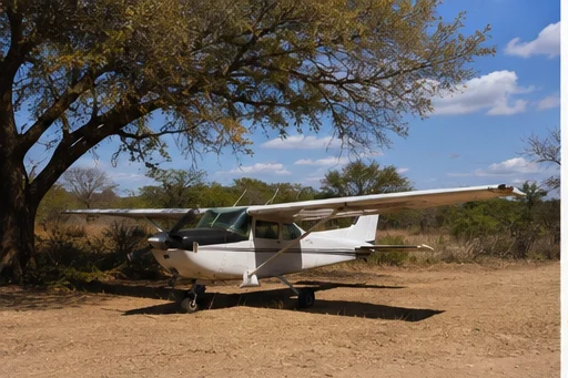Light aircraft at a remote East African safari airstrip