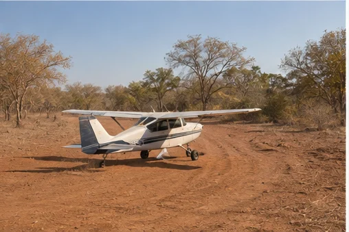 Light aircraft at an East African safari airstrip