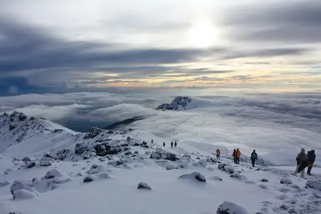 High-altitude trekking terrain on Mount Kilimanjaro
